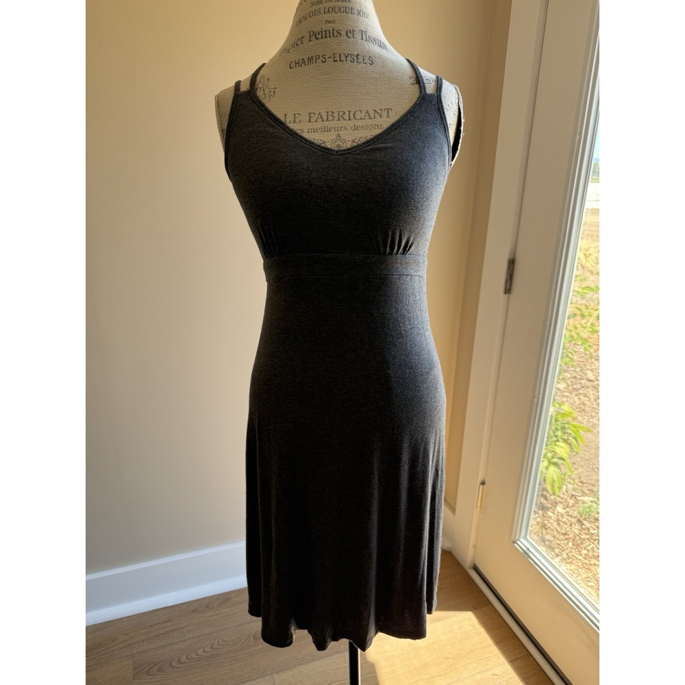 Dakini Women's Gray Stretch Knit Tank Dress Size M Built In Bra Active Wear